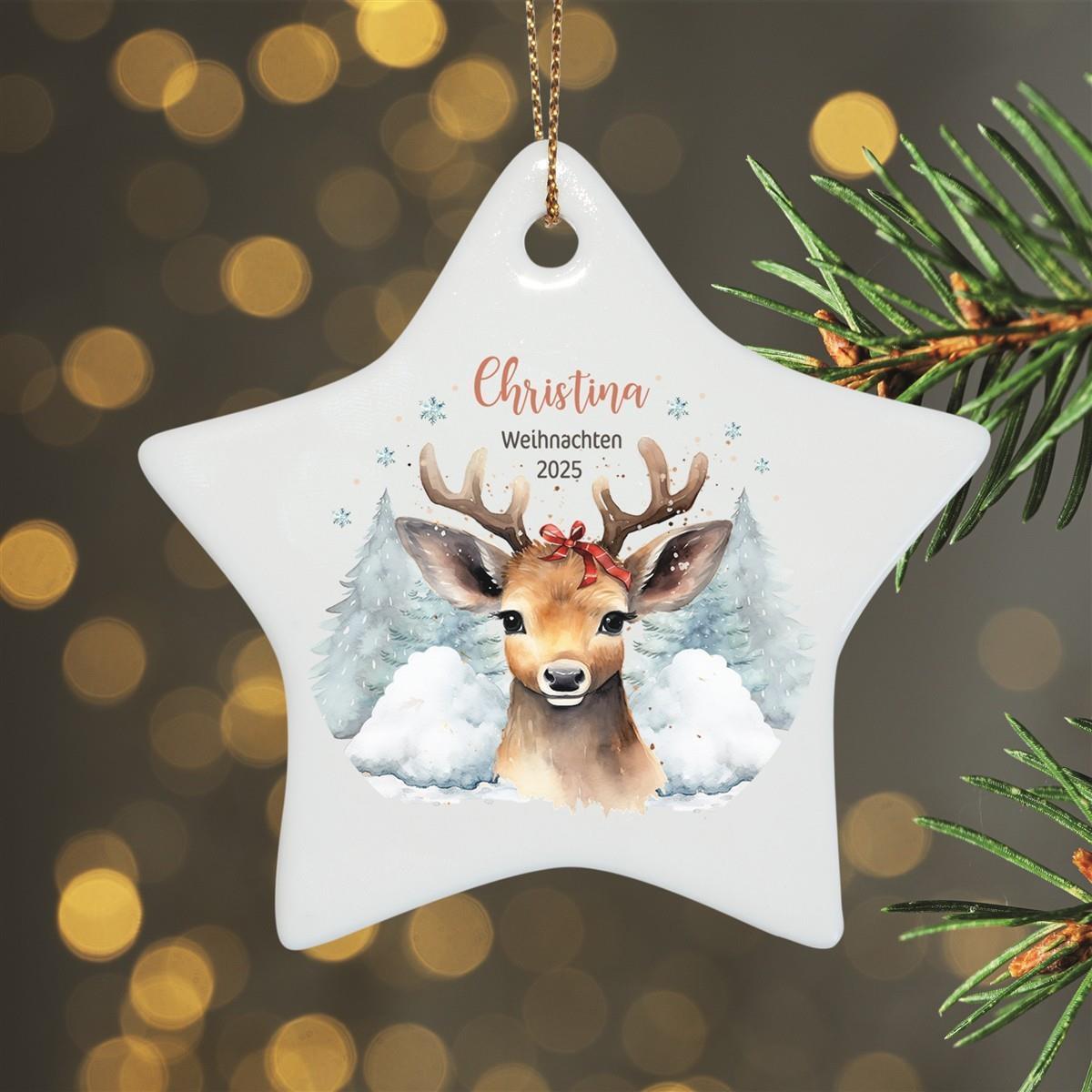 Weihnachtsanhänger personalisiert Rentier Mama 1 Name Motiv Anhänger Keramik, Weihnachtsschmuck, Weihnachtskugel, Christbaumschmuck versch. Formen