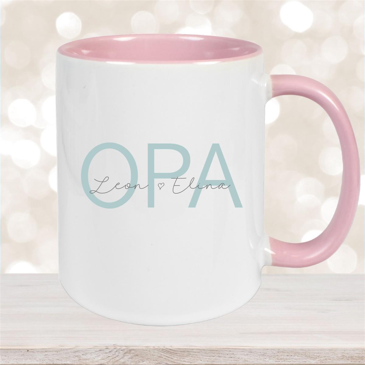 Tasse, Opa, Vatertag, Geburtstag 1 Wunschnamen Keramik Personalisiert versch. Farben