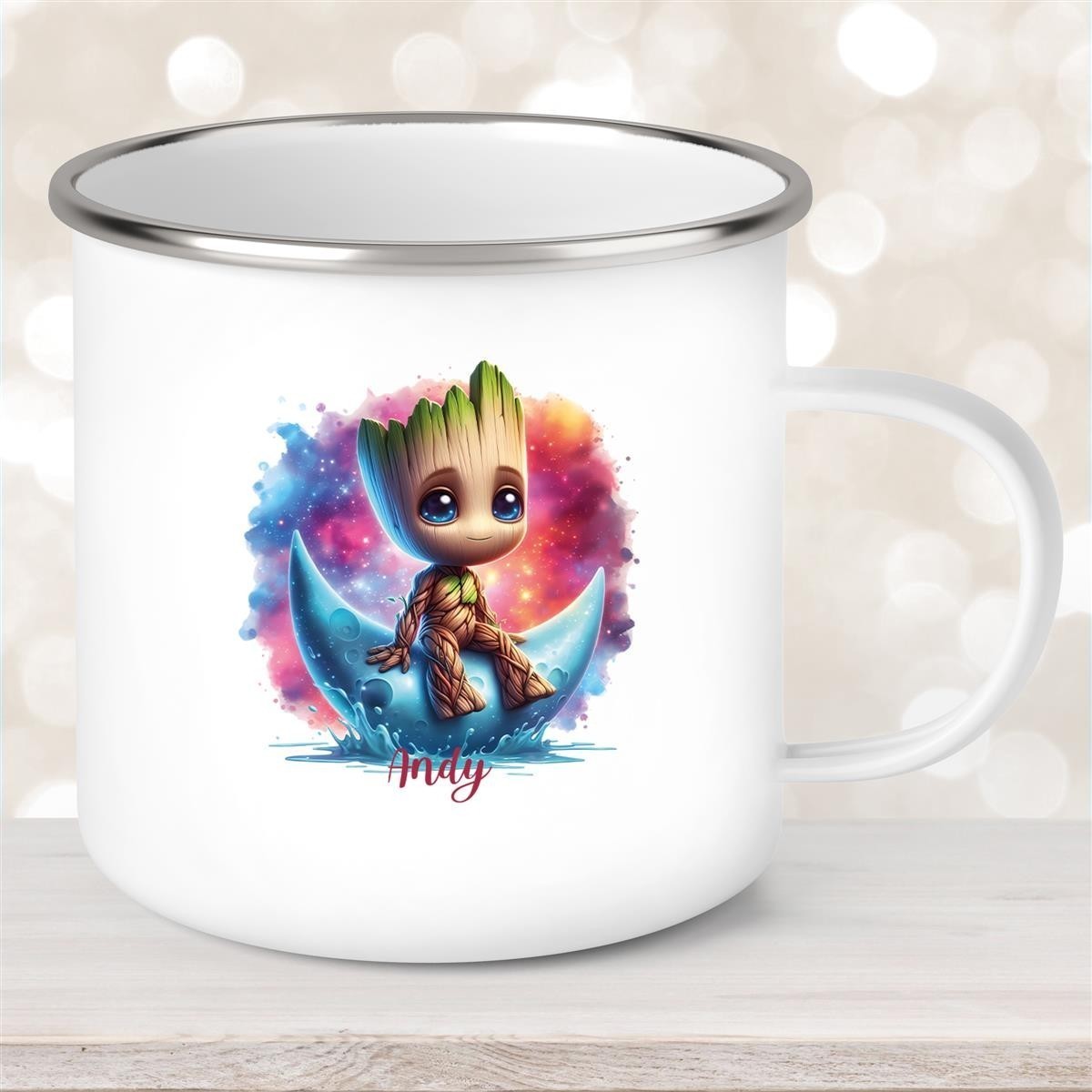 Tasse Wunschname Baby-Groot #7 Emaille Kinderbecher personalisiert