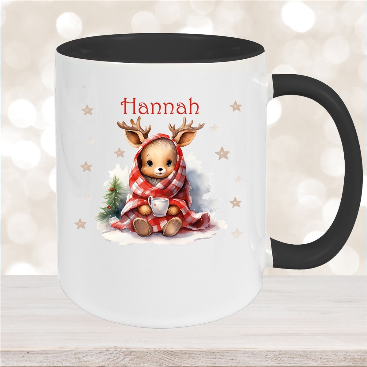 Tasse Wunschname Weihnachten Rehlein #1 Keramik Kinderbecher versch. Farben
