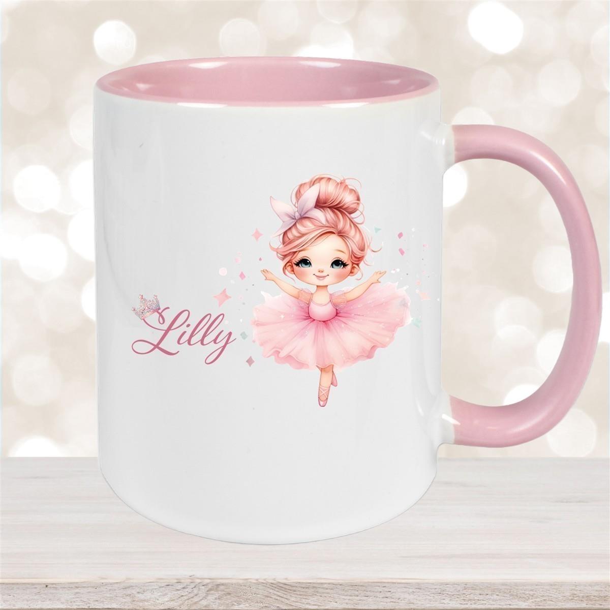 Tasse Ballerina 1 Wunschname Keramik Kinderbecher personalisiert versch. Farben