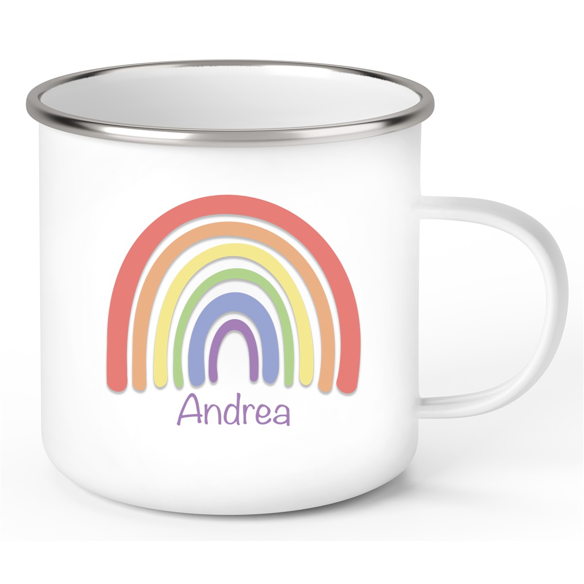 Tasse Wunschname Regenbogen 1 Emaille Kinderbecher