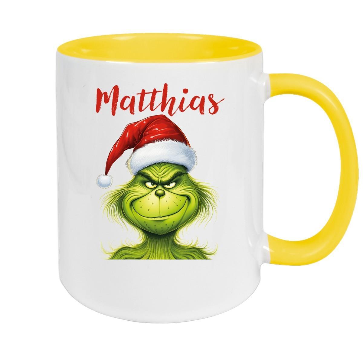 Tasse Wunschname Weihnachten Grinch 3 Keramik Kinderbecher versch. Farben