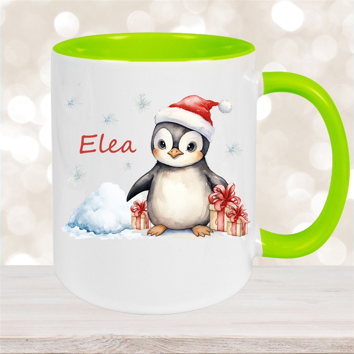 Tasse Wunschname Weihnachten Pinguin #1 Keramik Kinderbecher versch. Farben