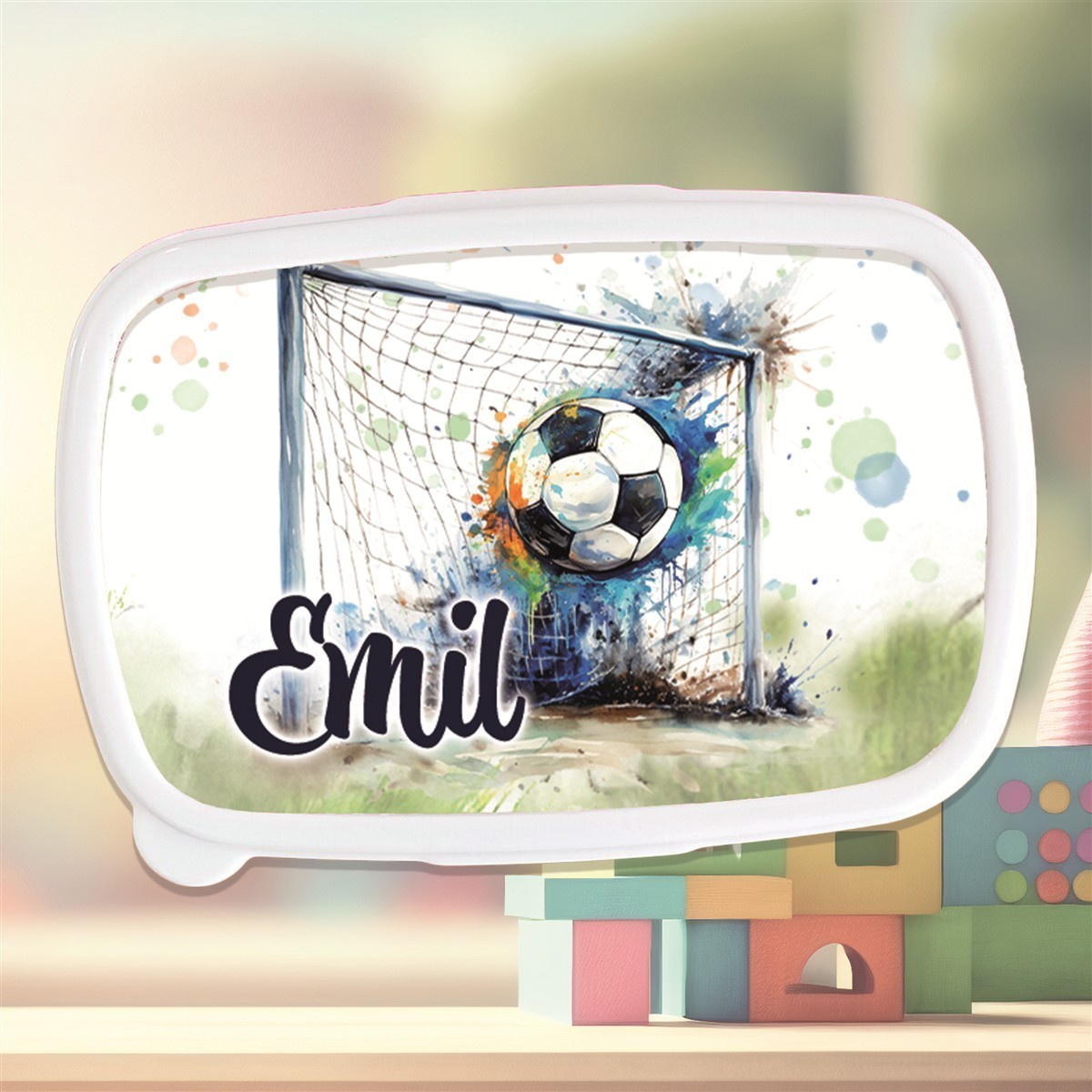 Brotdose mit Namen Fußball #09 – Personalisierte Lunchbox für Schule & Kindergarten Pink