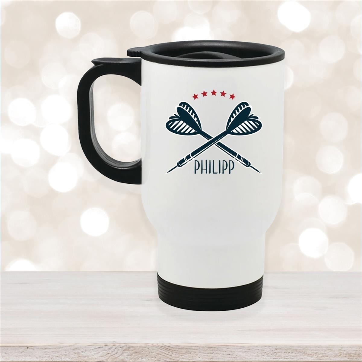 Edelstahl-Thermobecher mit Deckel Dart #03 weiß