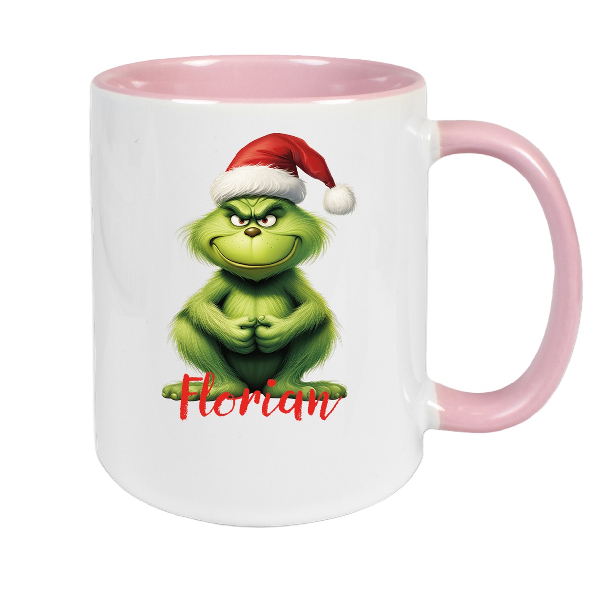 Tasse Wunschname Weihnachten Grinch #5 Keramik Kinderbecher Altrosa