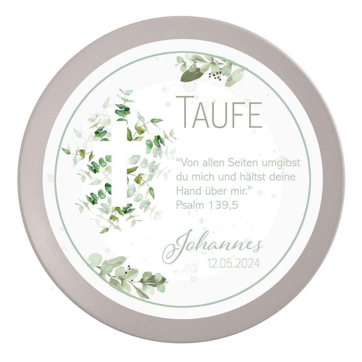 Tortenaufleger Taufe Kreuz 1 Name & Datum (20cm)