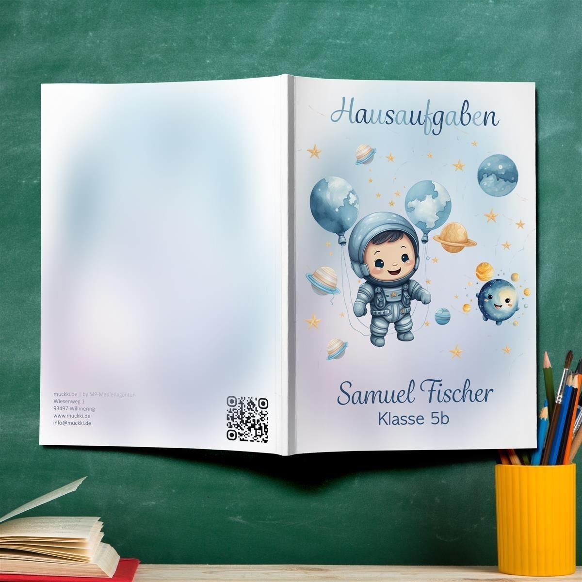 Hausaufgabenheft Astronaut 1  DIN A5 - 48 Blatt mit Name und Klasse