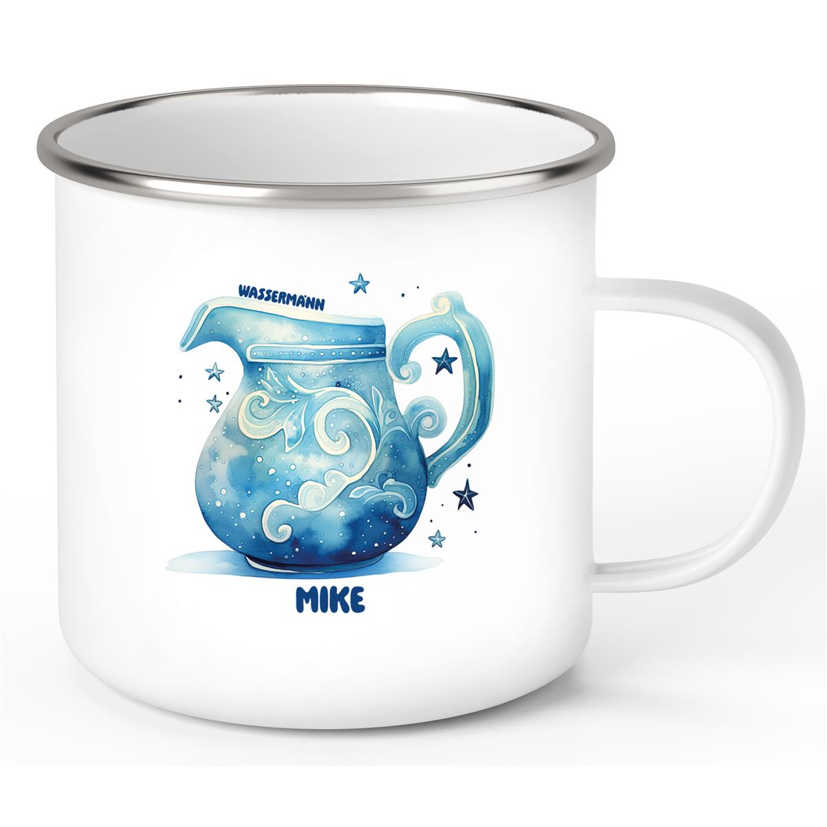 Tasse Sternzeichen Kinder Wassermann 1 Wunschname Emaille Kinderbecher personalisiert