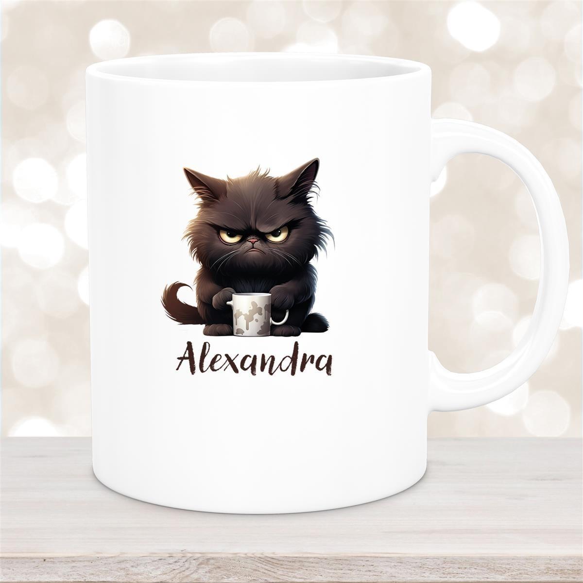 Tasse Katze Grumpy 1 Wunschname Keramik Kinderbecher personalisiert versch. Farben