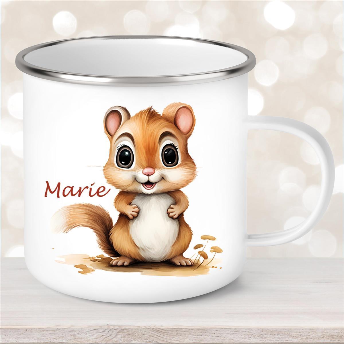 Tasse Wunschname Chipmunk #2 Emaille Kinderbecher personalisiert