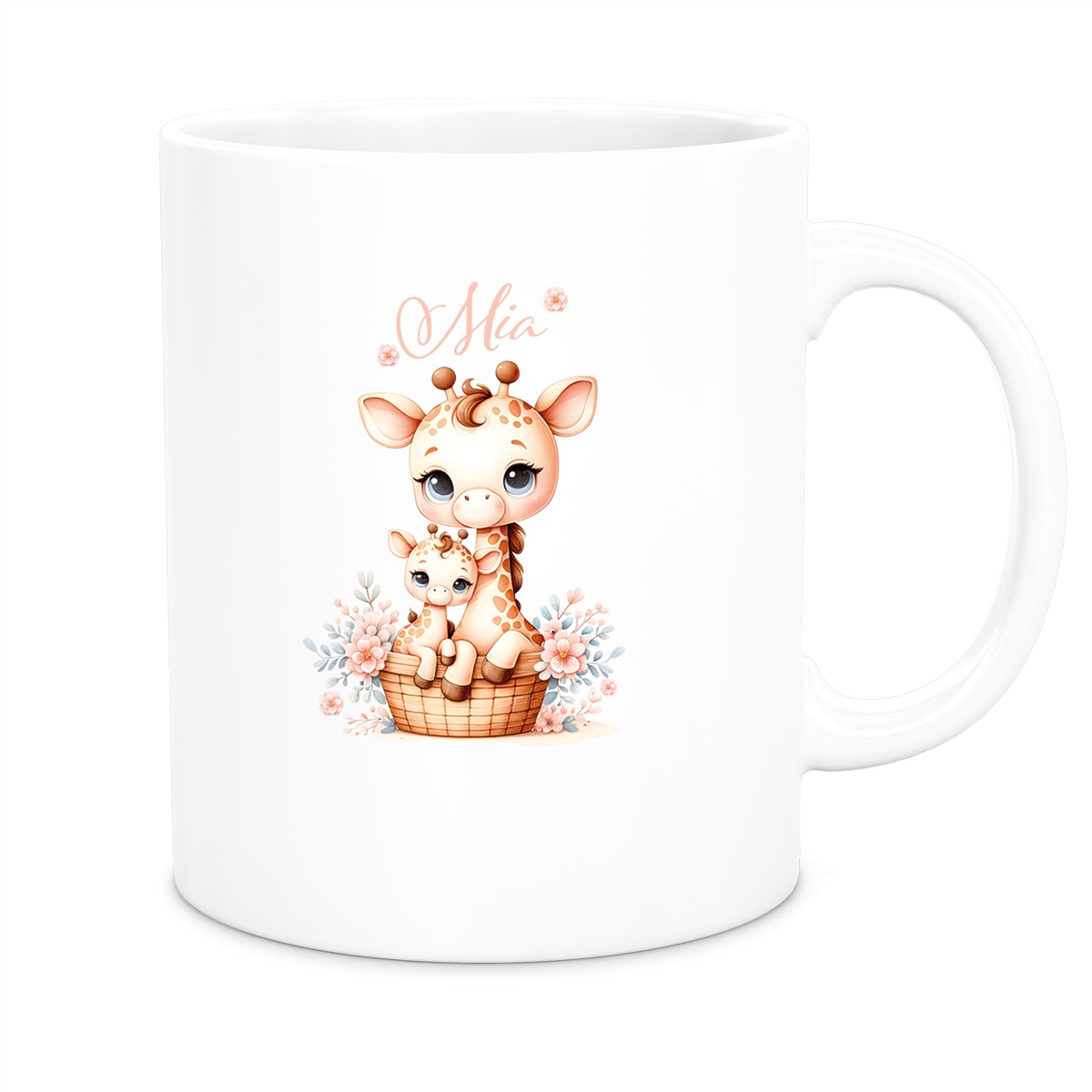 Tasse Wunschname Giraffe 2 Kinderbecher Keramik versch. Farben