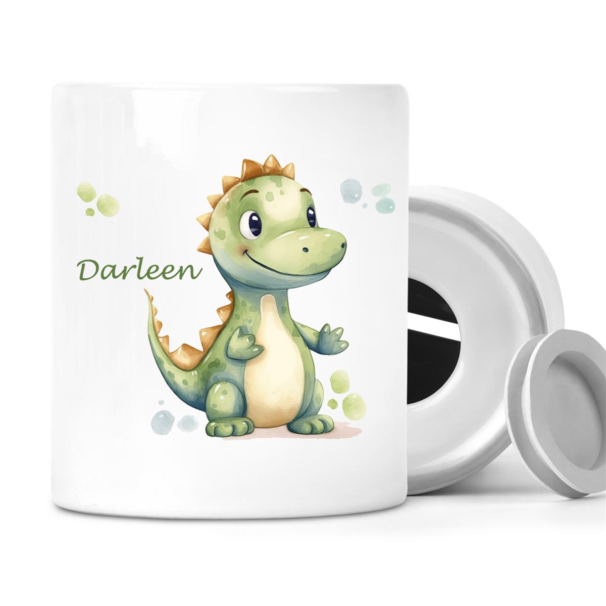 Spardose mit Wunschname Dino 1 personalisiert