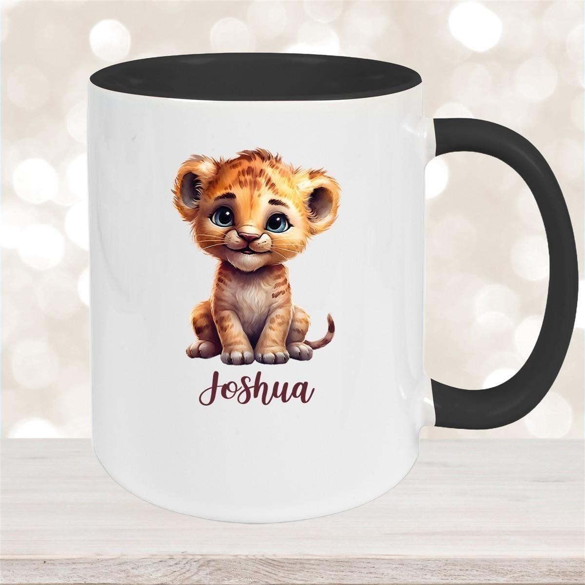Tasse Wunschname Löwe 2 Keramik Kinderbecher versch. Farben