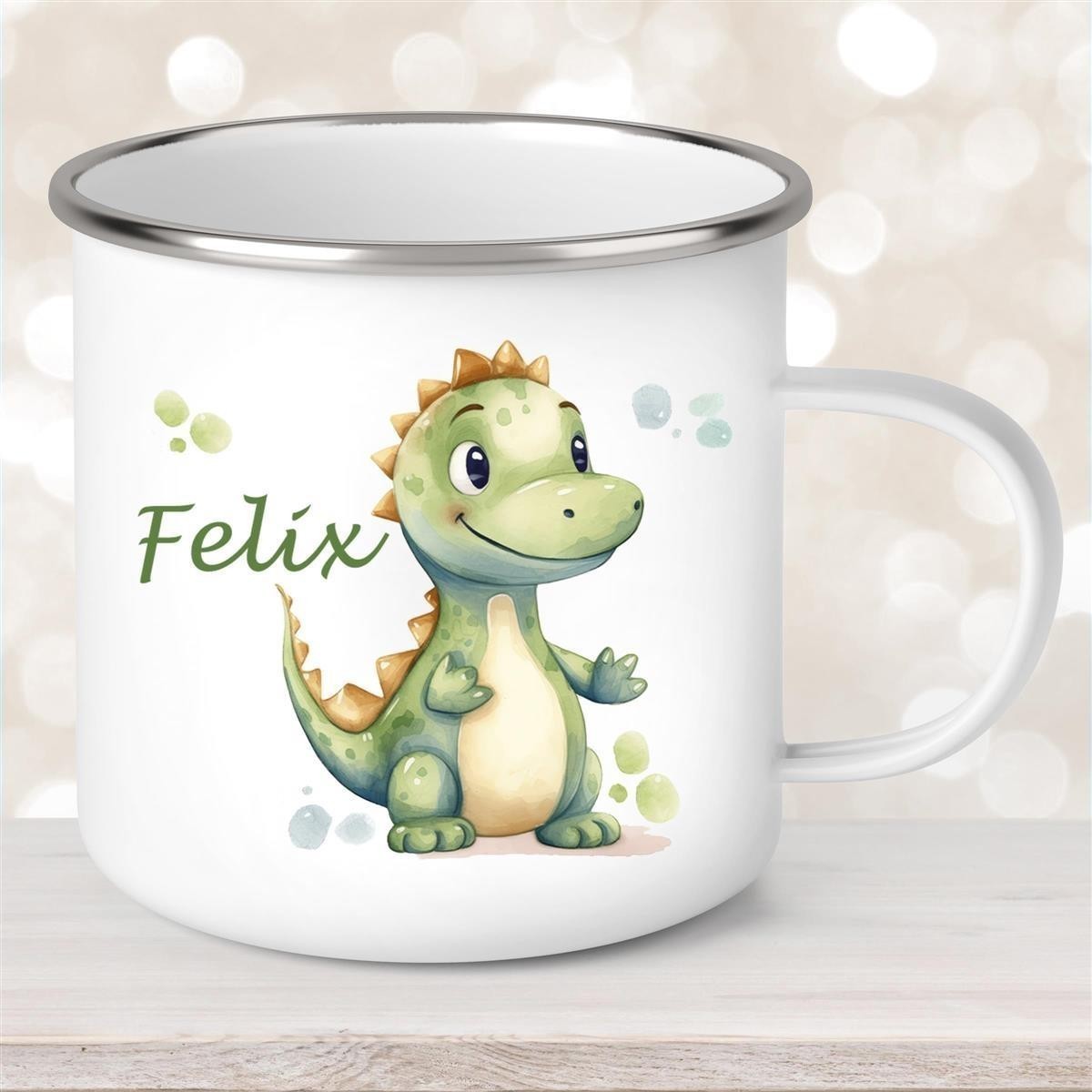 Tasse Wunschname Dino #1 Emaille Kinderbecher Tasse Wunschname Dino #1 Emaille Kinderbecher