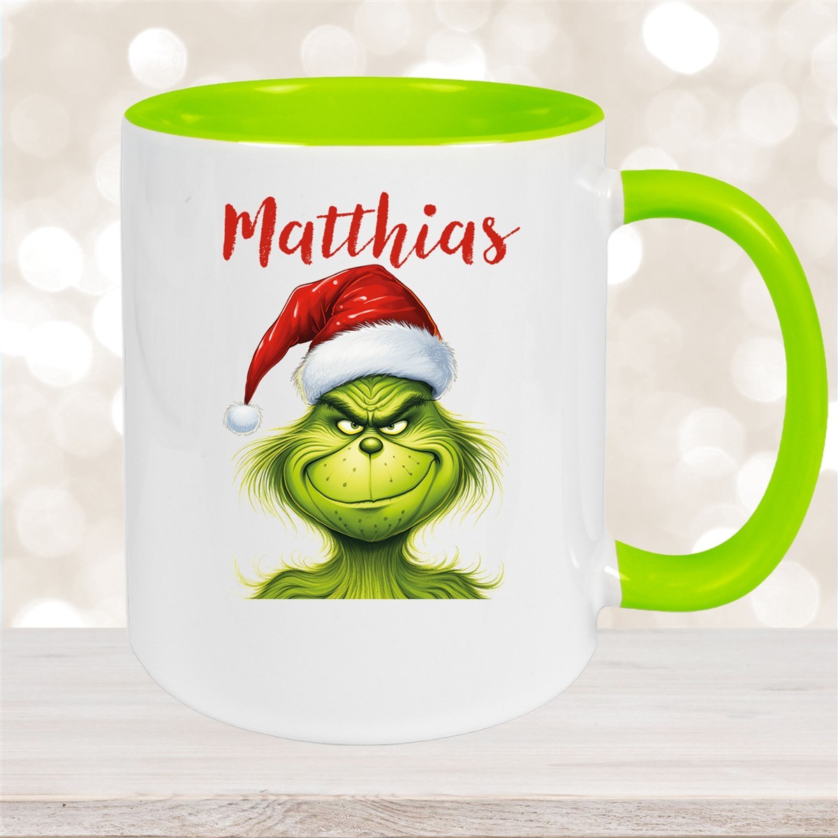 Tasse Wunschname Weihnachten Grinch #3 Keramik Kinderbecher Grün
