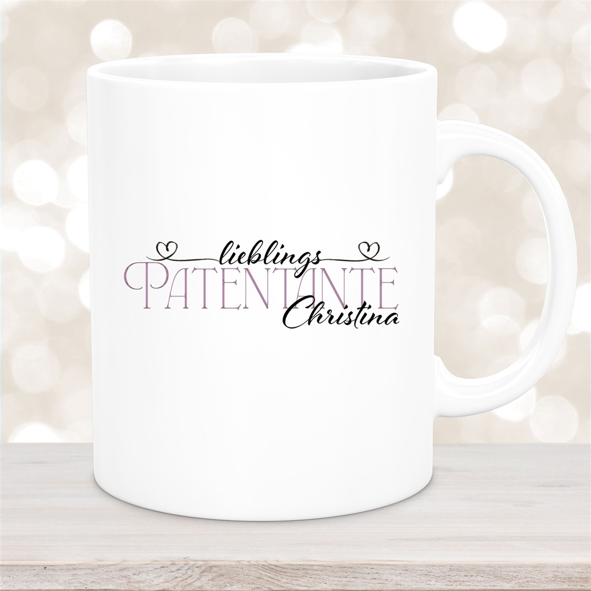 Tasse Wunschname Lieblings-Patentante #1 personalisiert Keramik Becher Weiß