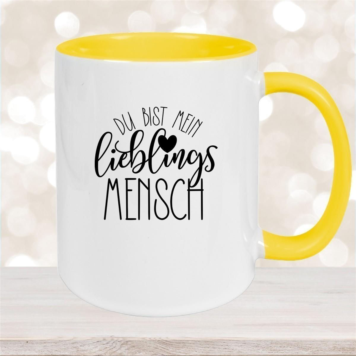 Tasse Spruch "Lieblingsmensch" Valentinstag 19 Keramik versch. Farben