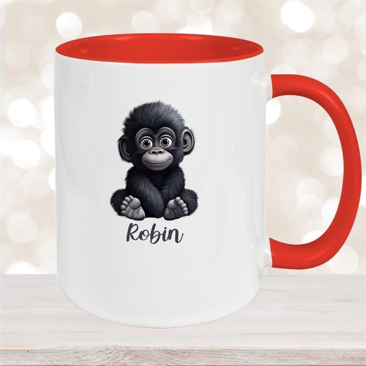 Tasse Wunschname Gorilla 1 Keramik Kinderbecher versch. Farben