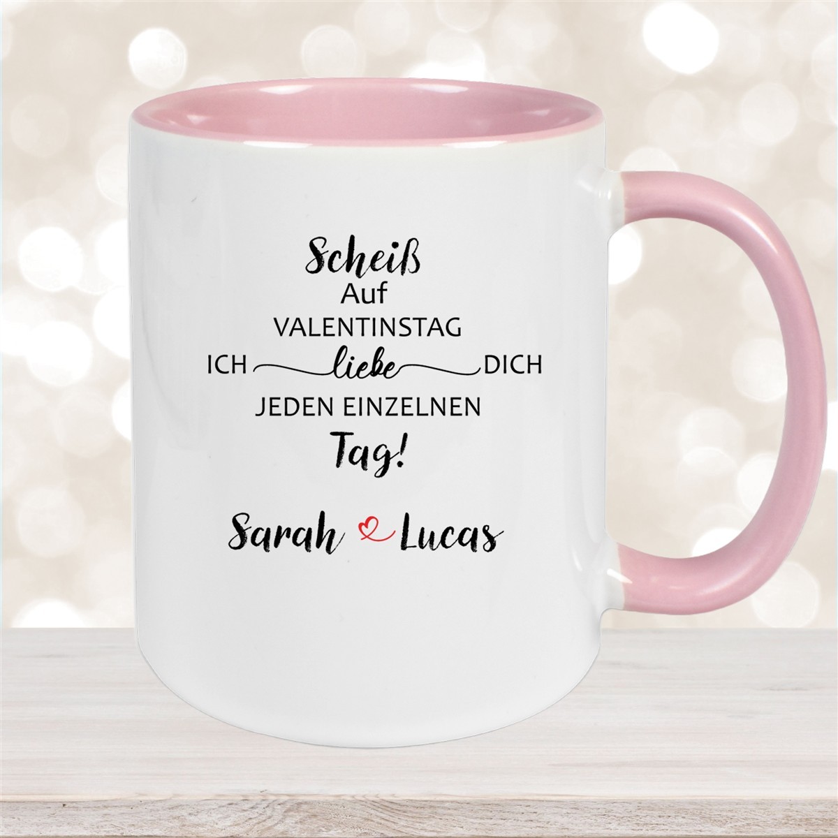 Tasse Spruch Valentinstag #23 Personalisiert Keramik versch. Farben Altrosa