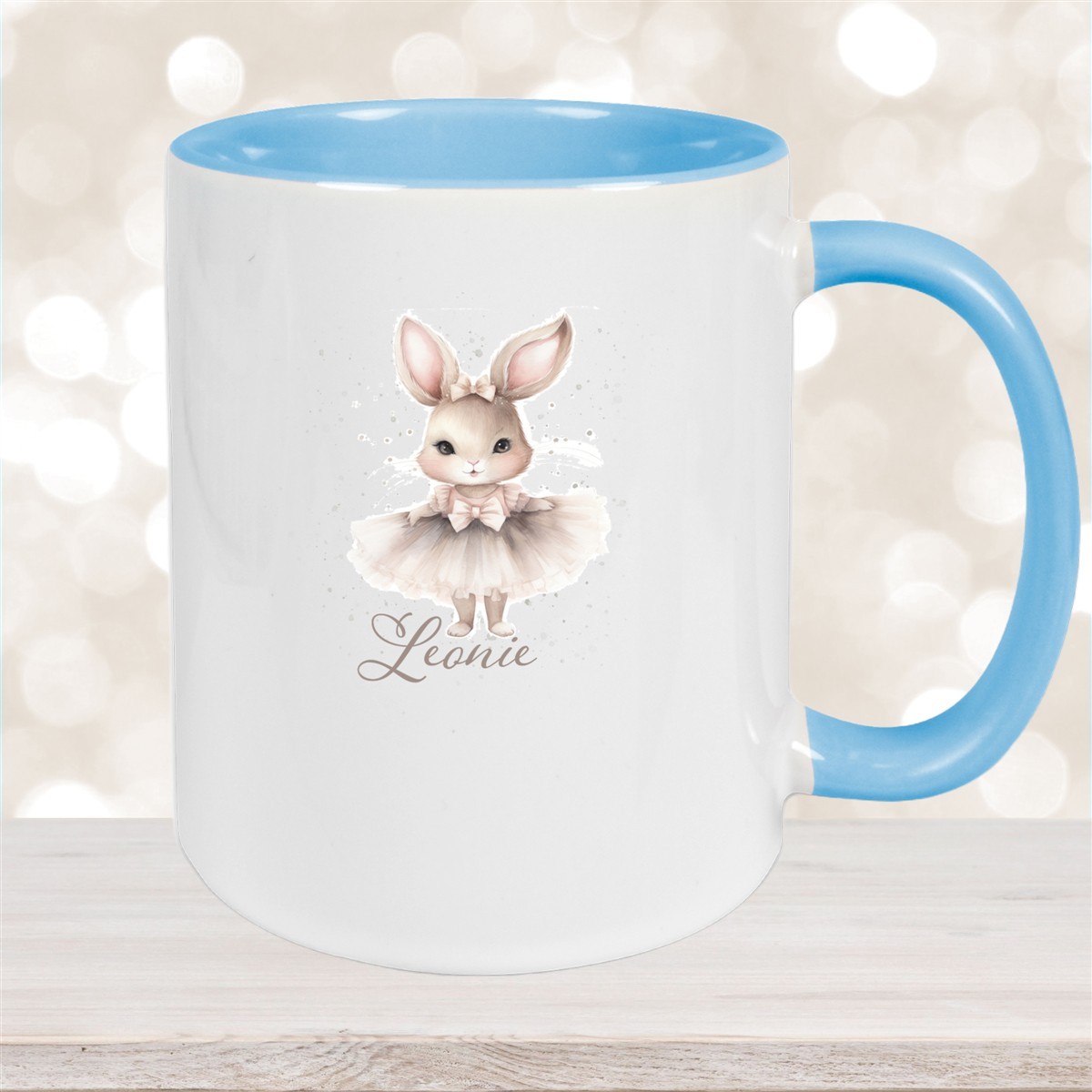 Tasse Ostern - Hase #8 Wunschnamen Keramik personalisiert Hellblau