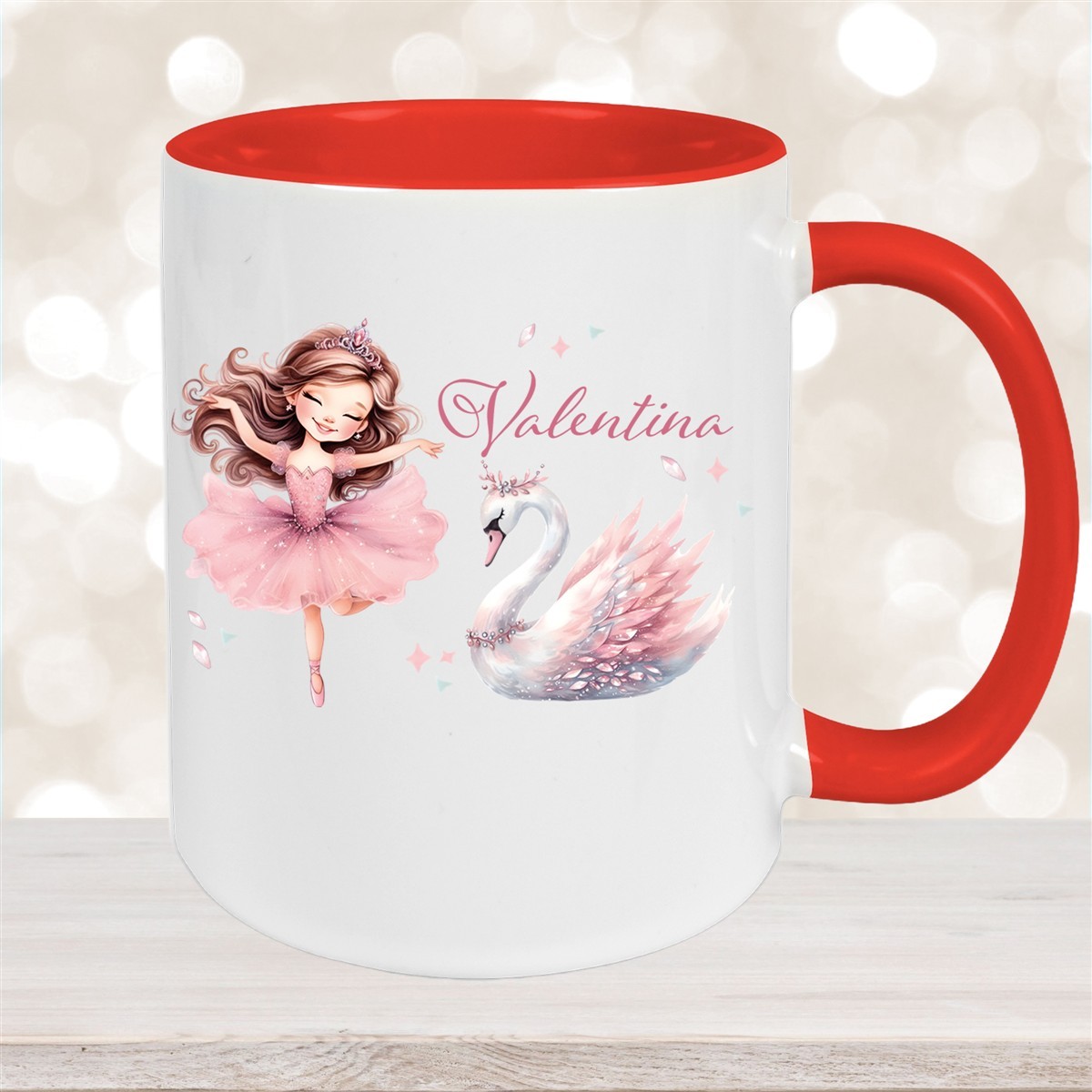 Tasse Ballerina #2 Wunschname Keramik Kinderbecher personalisiert Rot