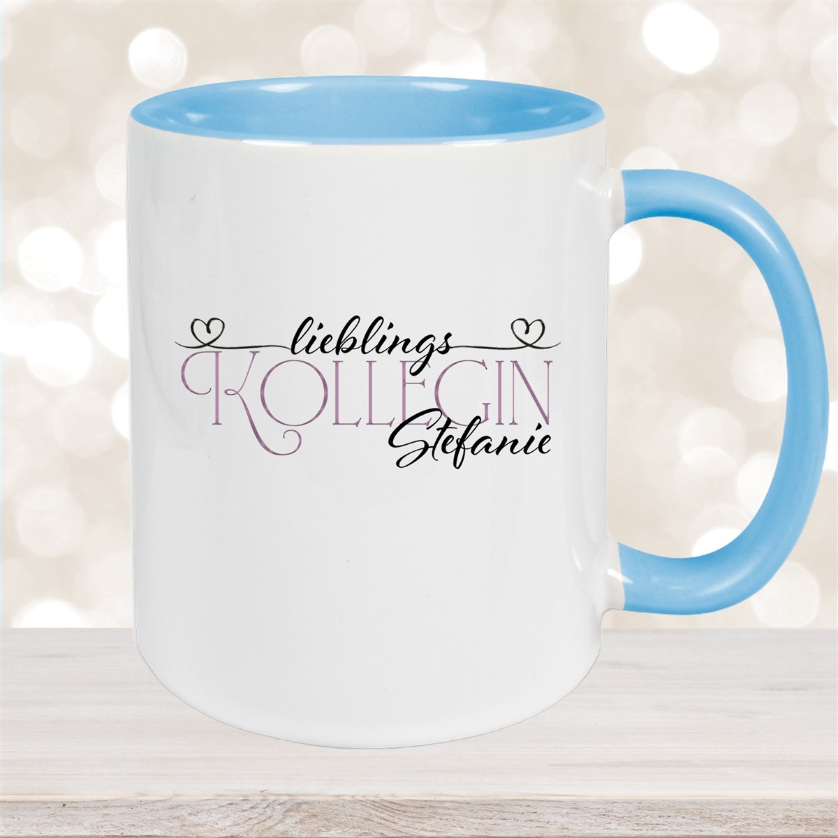 Tasse Wunschname Lieblings-Kollegin #1 personalisiert Keramik Becher Hellblau