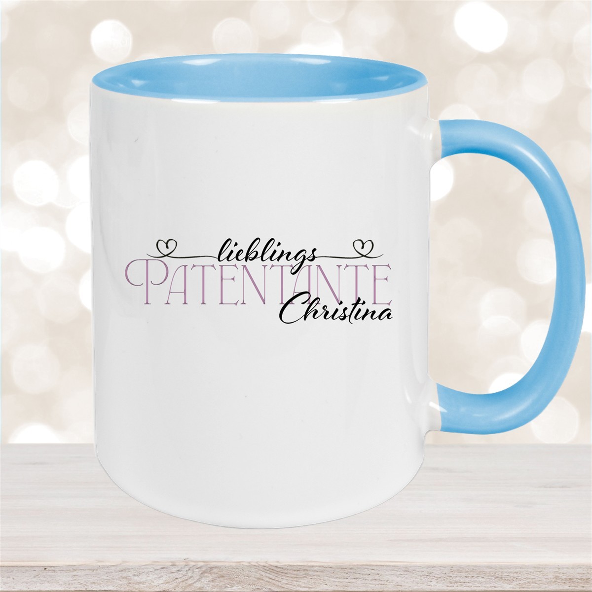 Tasse Wunschname Lieblings-Patentante #1 personalisiert Keramik Becher Hellblau