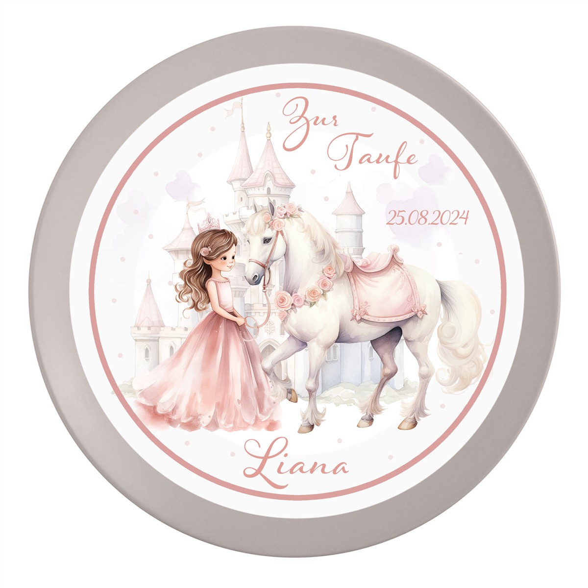Tortenaufleger Taufe Prinzessin #2 Name & Datum (20cm)
