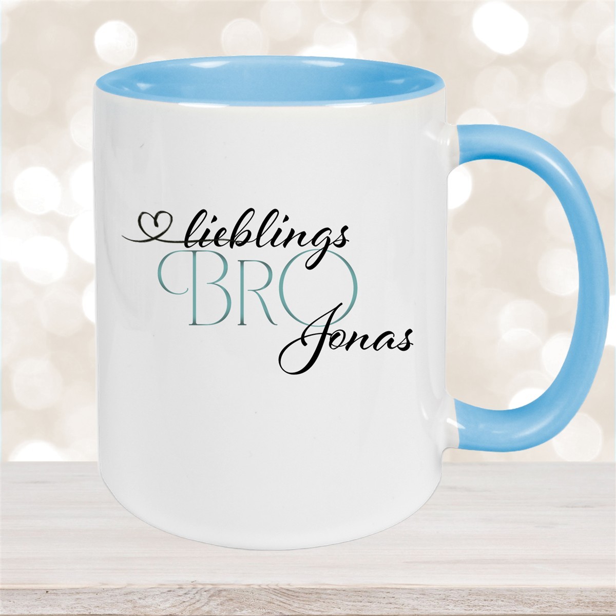 Tasse Wunschname Lieblings-Bro #1 personalisiert Keramik Becher Hellblau