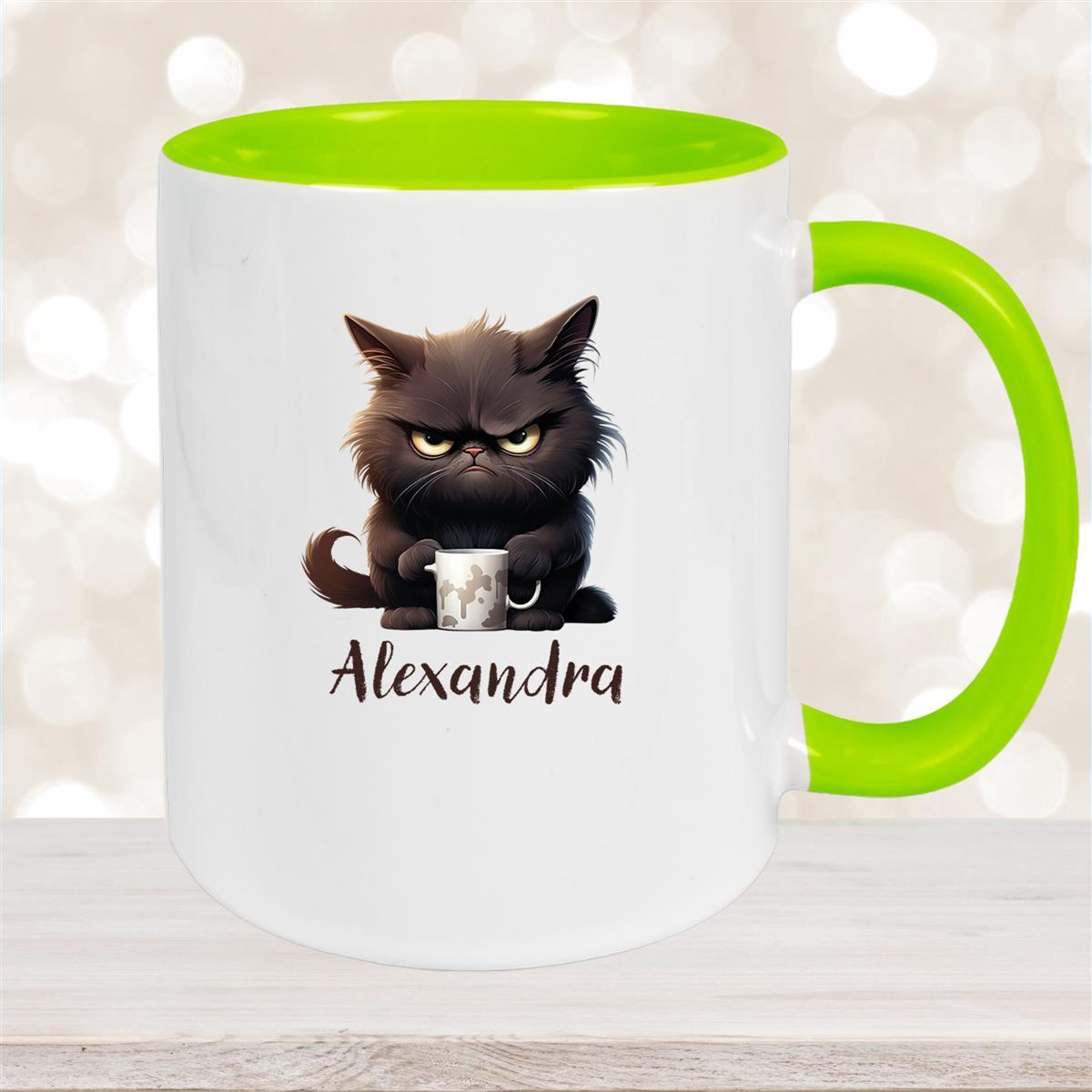 Tasse Katze Grumpy #1 Wunschname Keramik Kinderbecher personalisiert versch. Farben