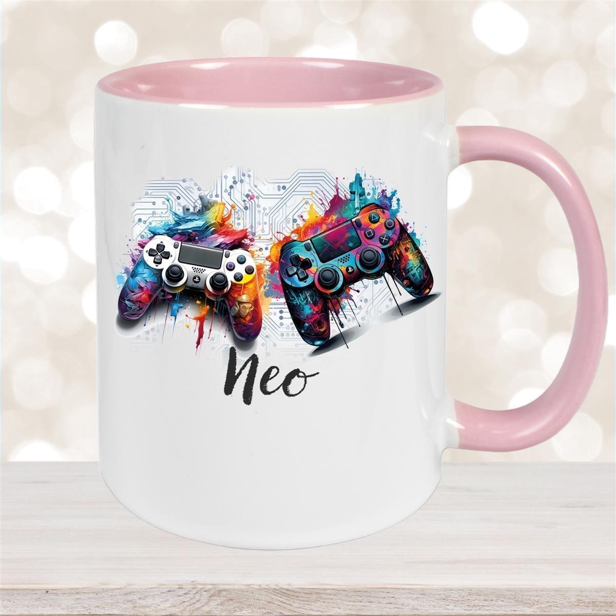 Tasse Gamer 1 Wunschname Keramik Kinderbecher personalisiert versch. Farben