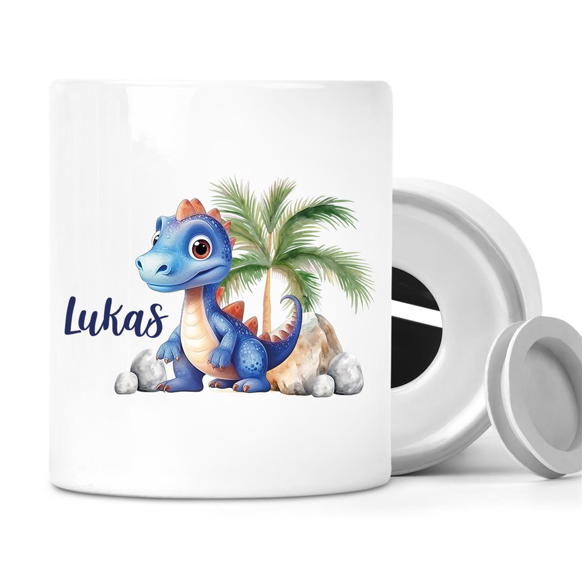 Spardose mit Wunschname Dino 8 personalisiert