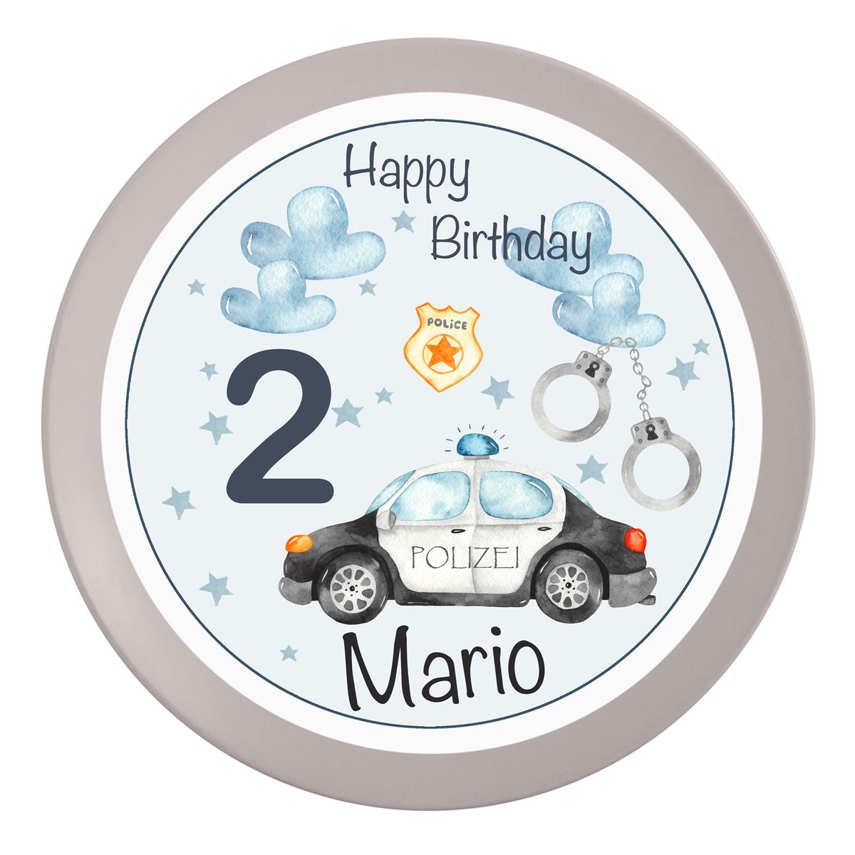 Tortenaufleger Geburtstag Polizei #1 Name & Zahl (20cm) Fondant Papier
