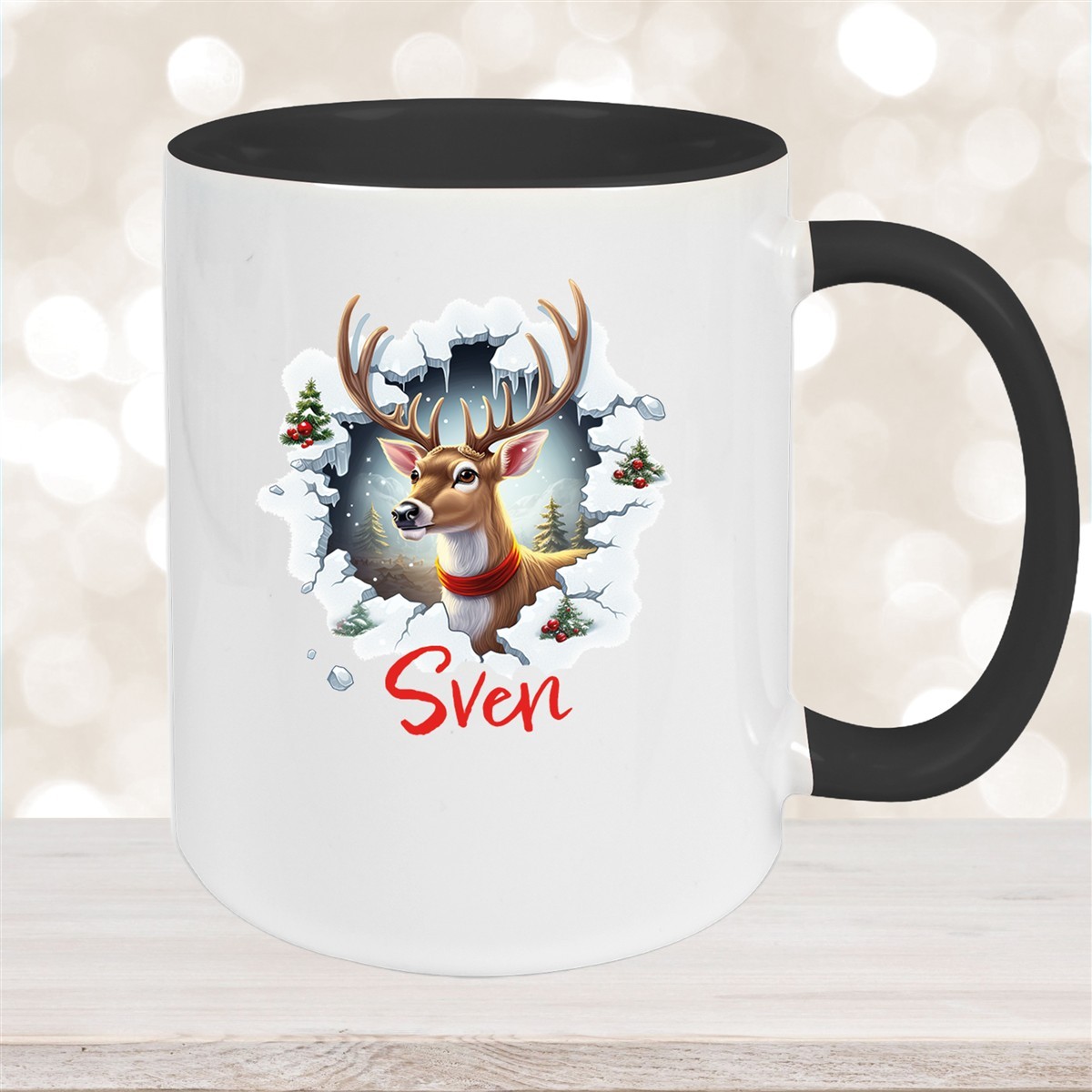 Tasse Wunschname Christmas Rentier #3 Keramik Kinderbecher versch. Farben