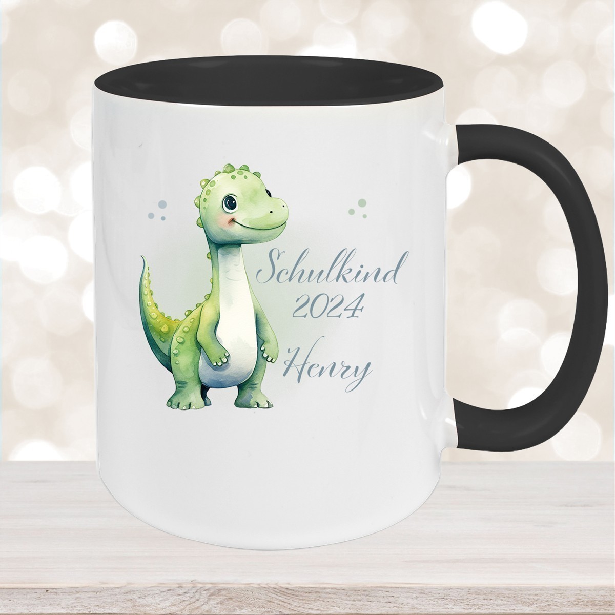Tasse Schulkind #4 Wunschname Dino#1 Keramik Kinderbecher Personalisiert versch. Farben