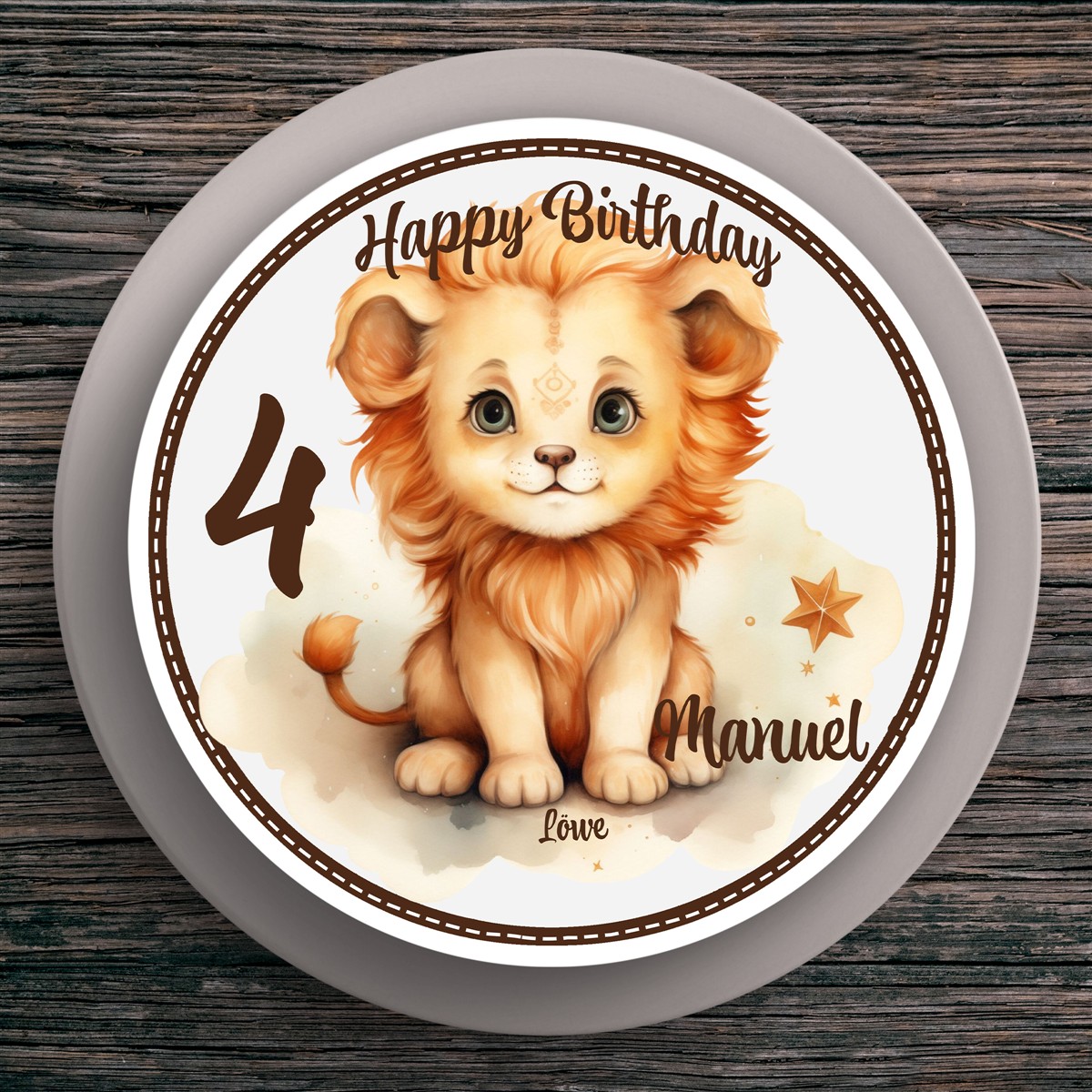 Tortenaufleger Geburtstag Sternzeichen Löwe #1 Name & Zahl (20cm) Fondant Papier Tortenaufleger Geburtstag Sternzeichen Löwe #1 Name & Zahl (20cm) Fondant Papier