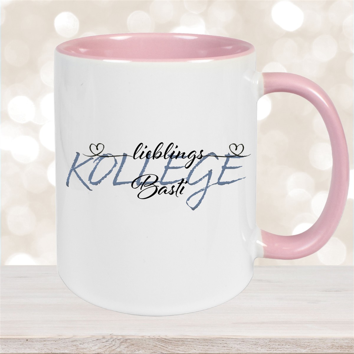 Tasse Wunschname Lieblings-Kollege #2 personalisiert Keramik Becher Altrosa