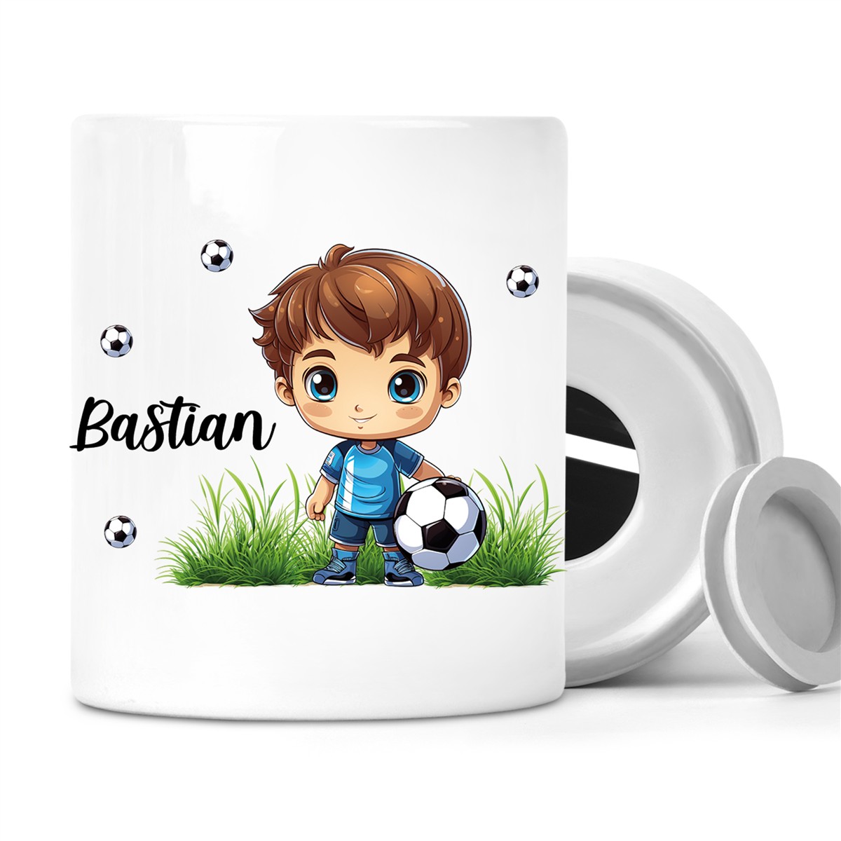 Spardose mit Wunschname Fußball #6 personalisiert