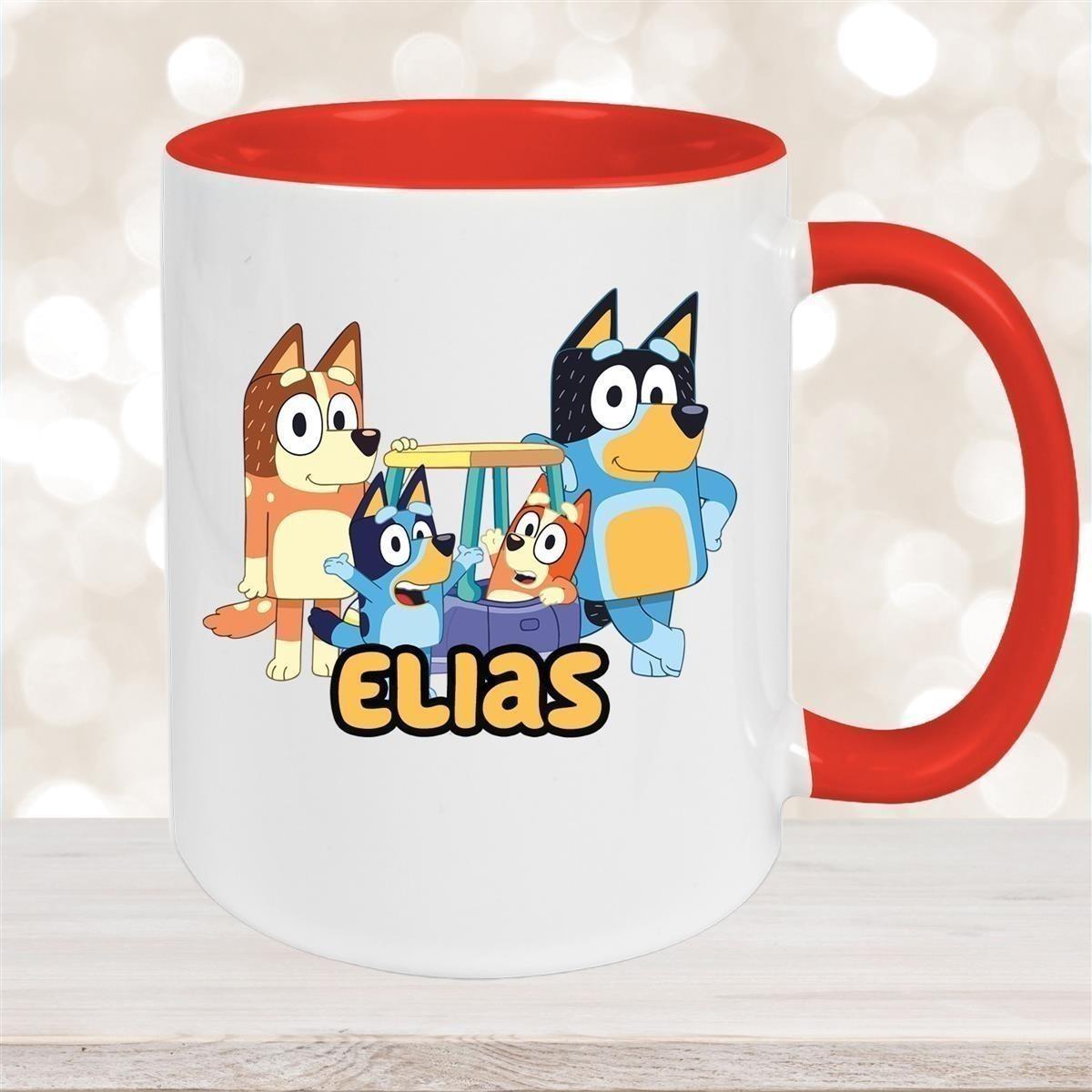 Tasse Bluey 2 Wunschname Keramik Kinderbecher personalisiert versch. Farben