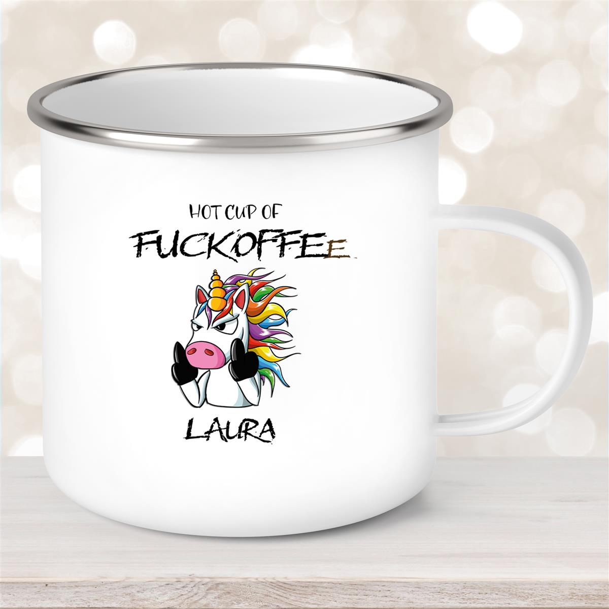 Tasse Einhorn #9 Wunschname Emaille Kinderbecher personalisiert