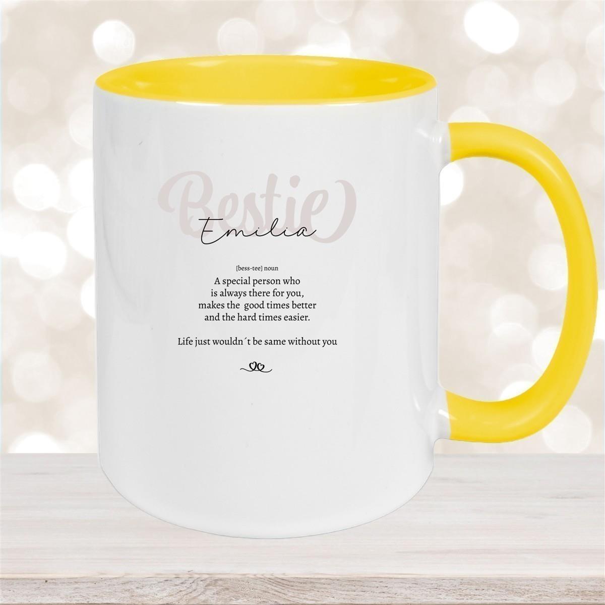 Tasse Wunschname Lieblings-Bestie 2 personalisiert Keramik Becher versch. Farben