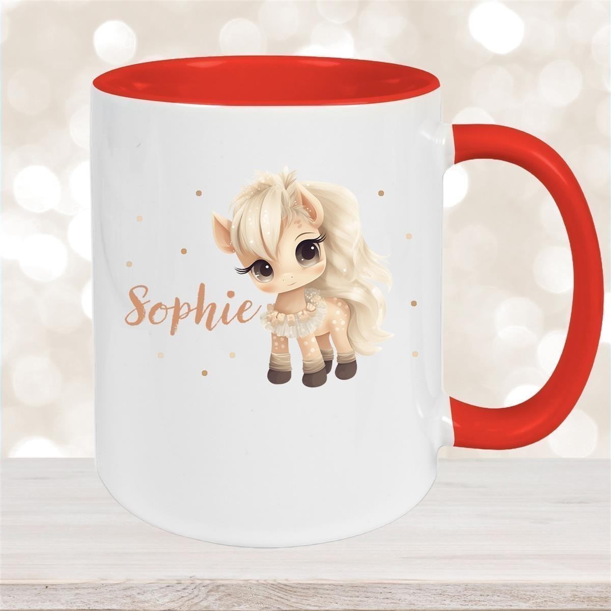 Tasse Pferd #8 Wunschname Keramik Kinderbecher personalisiert versch. Farben