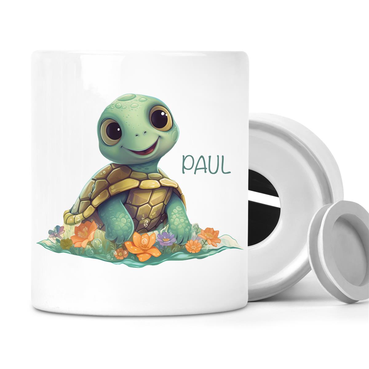 Spardose mit Wunschname Schildkröte 1 personalisiert