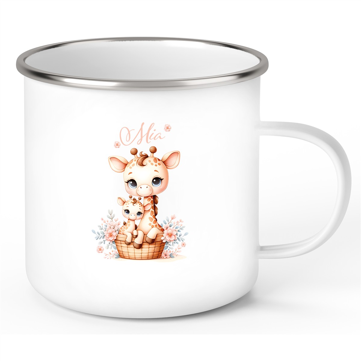 Tasse Wunschname Giraffe 2 Kinderbecher Emaillie