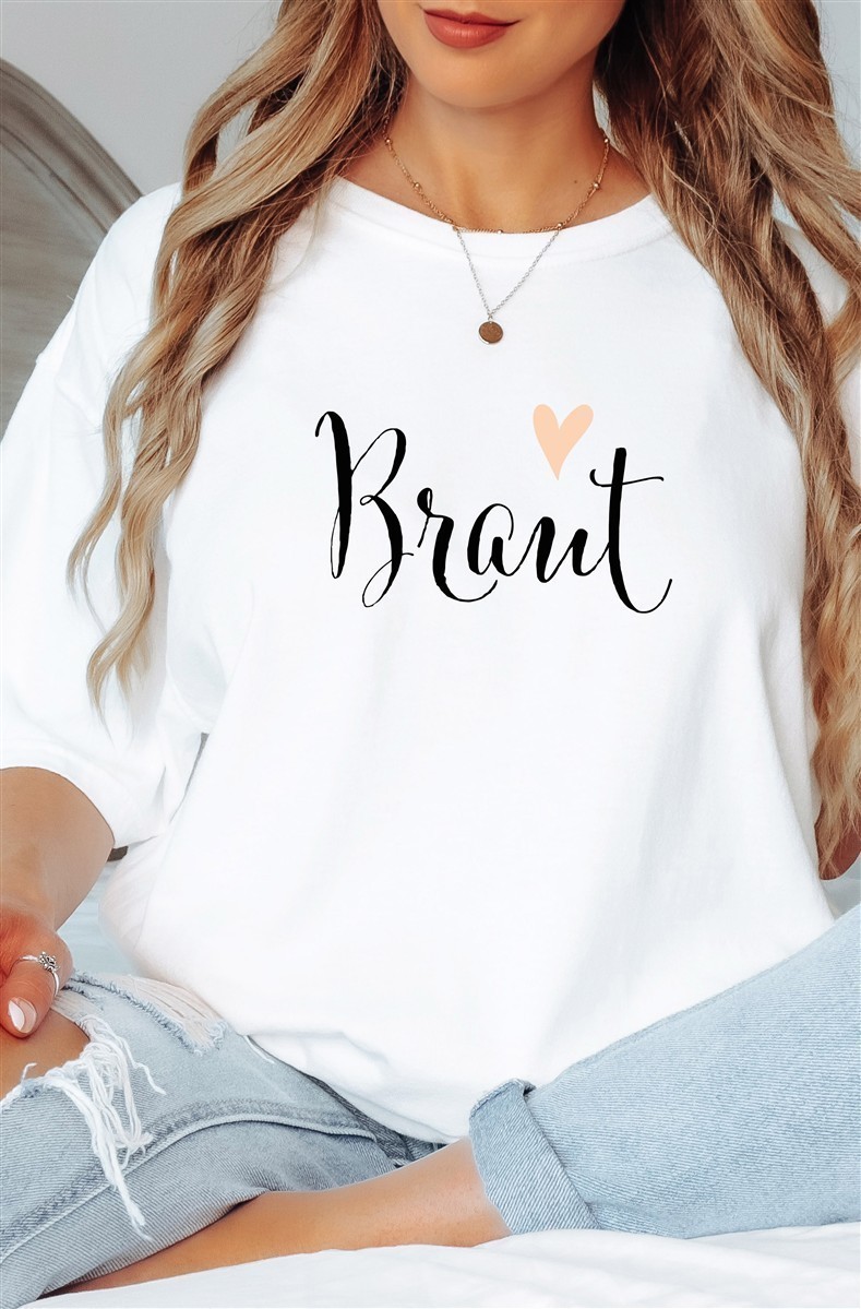 T-Shirt Braut #05 Damen-Shirt für den Junggesellinnenabschied Braut-Weiß-XXL