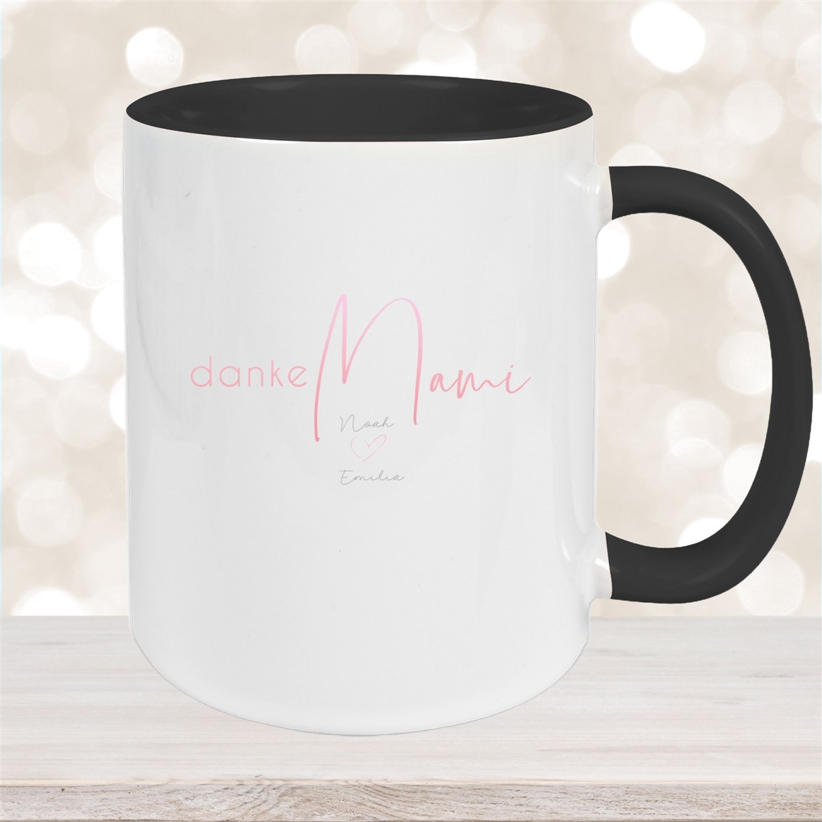 Tasse Muttertag #5 Wunschnamen Keramik Personalisiert Schwarz