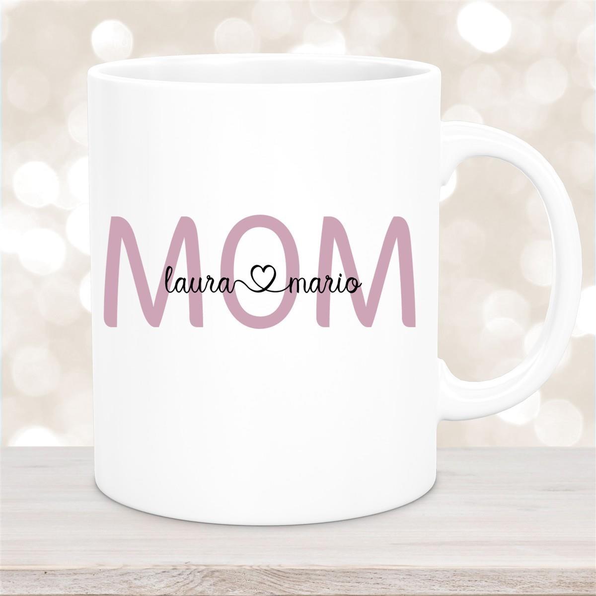 Tasse Muttertag 2 Wunschnamen Keramik Personalisiert versch. Farben