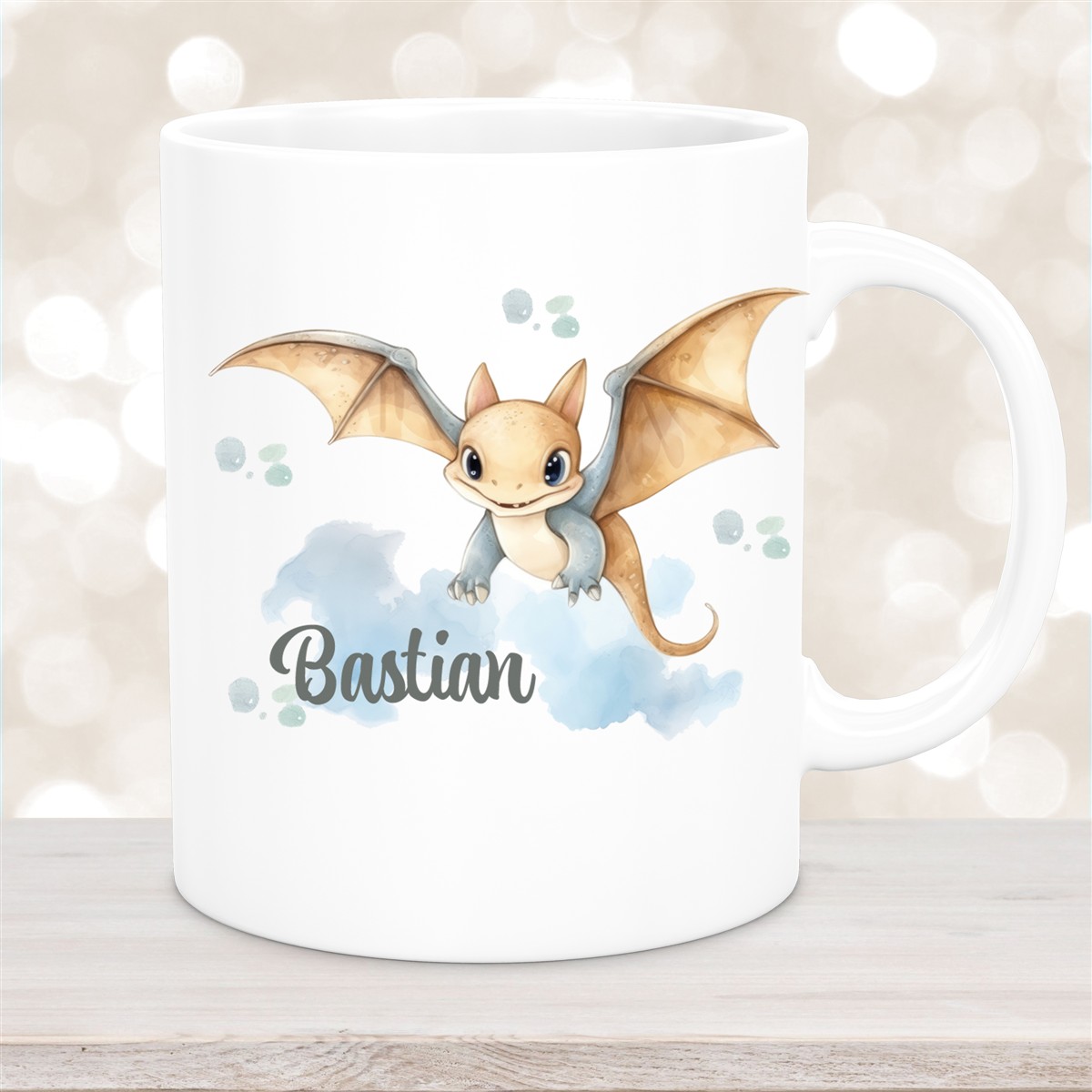 Tasse Wunschname Dino #4 Keramik Kinderbecher versch. Farben